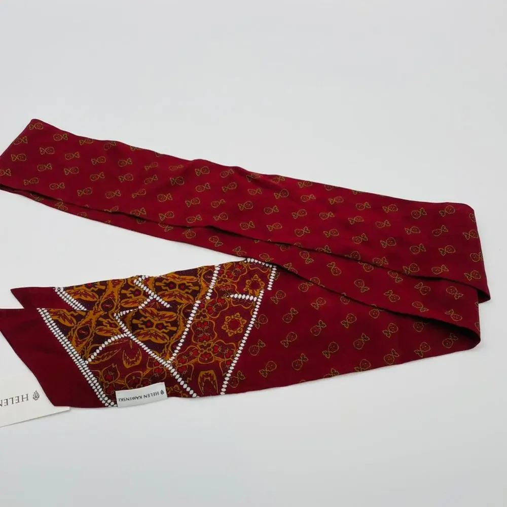 NEW Helen Kamenski Janis Silk De Chine Long Scarf In Sumac Mix Academia Dainty